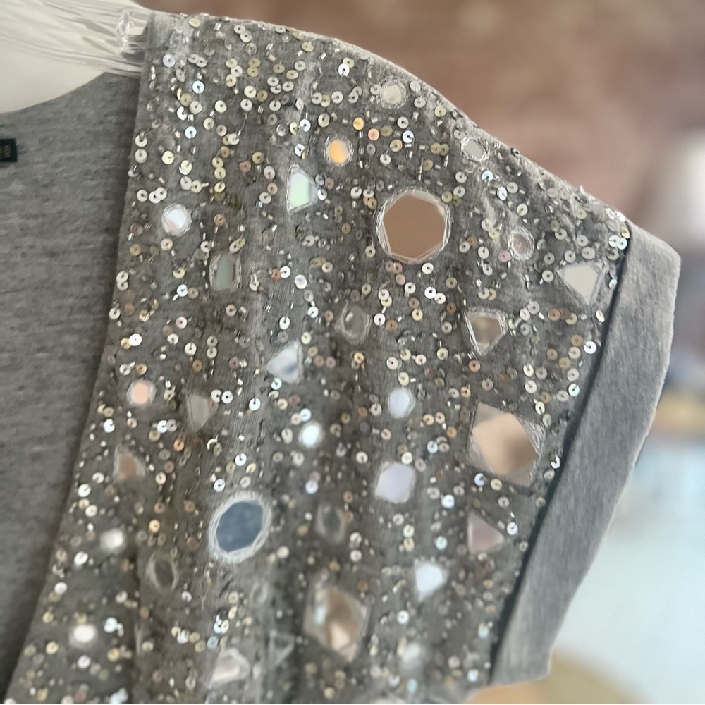 NWT House of Harlow 1960 x Revolve Lora Dress Sequins Grey S Mini Knit Cocktail - Picture 6 of 16